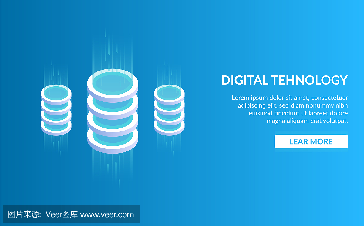 Didgital tehnology。大數(shù)據(jù)處理概念、未來能源站、服務(wù)器機房機架、數(shù)據(jù)中心。等距矢量插圖。